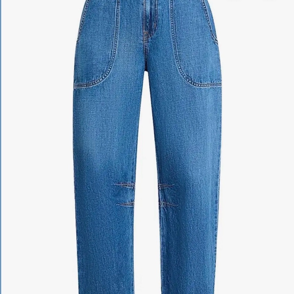 TWP Jetties Mid-Rise Barrel-Leg lightweight denim in Vintage Wash 29 - Picture 2 of 7